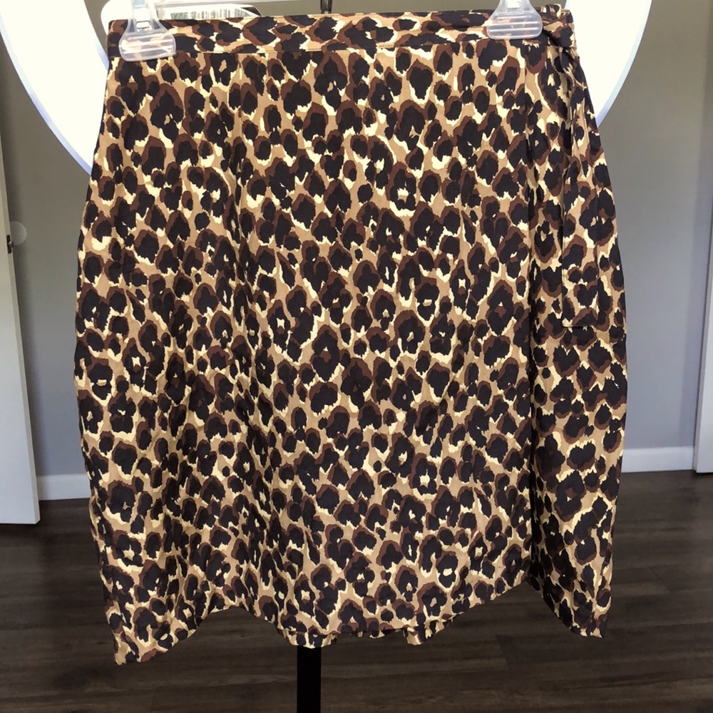 Halston Leopard Print Wrap Skort